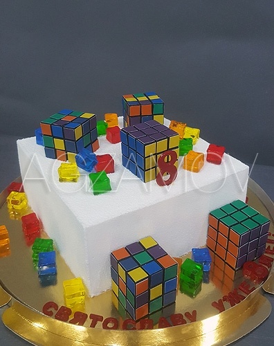 Торт для ребенка с кубиком Рубика - фото кондитера Рената Агзамова, цена,  заказать торт без мастики с доставкой.